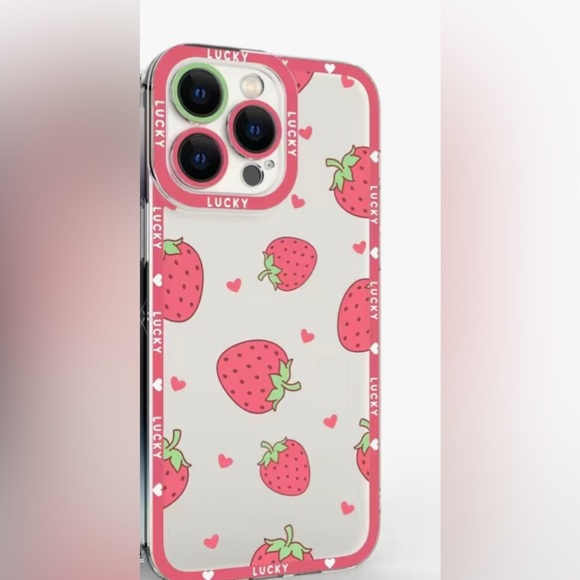 iPhone X/XS Clear Strawberries Prints Soft Phone Case NWOT - Picture 2 of 3